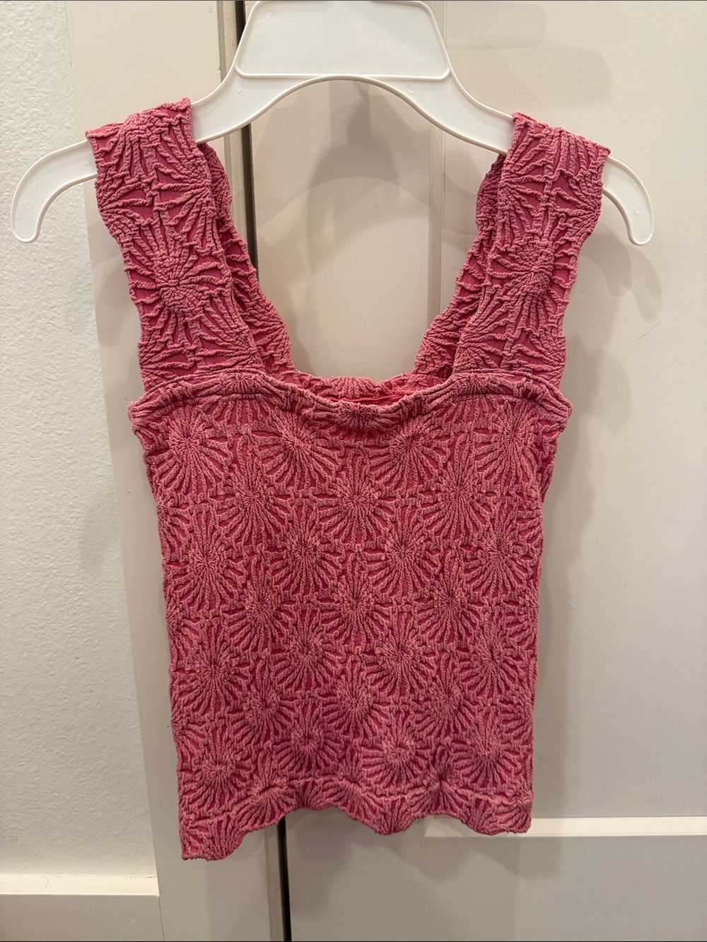 Textured Pink Smocked Tank Top